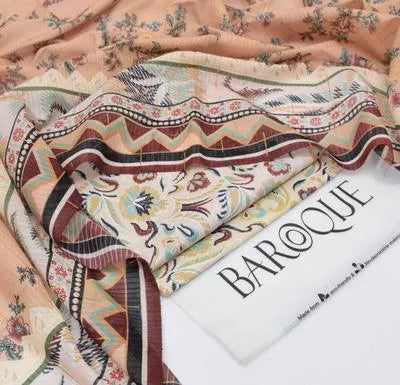 LAWAN 3P Printed Embroidered Suit Beige