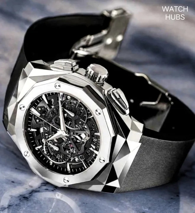 Stylish Men's Watch With Fragrant Belt Black Color Watch