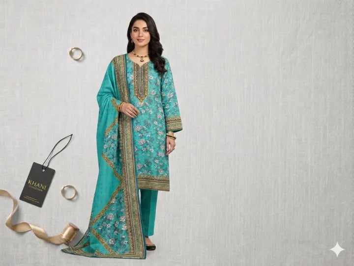 3 Piece Unstitched Lawn Suit for Women โ Summer Collection 2026 Printed Lawn Dress with Dupatta & Trouser Ladies Casual Wear
