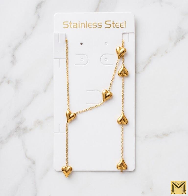 Gold Platede Anti Tarnish Stainless Steel Heart Necklec Bracelate