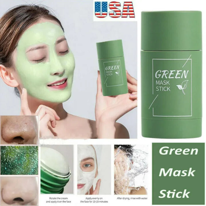 Green Tea Face Cleansing Mask Purifying Clay Stick Mask Oil Control Skin Care Anti-Acne Blackhead Mud Mask