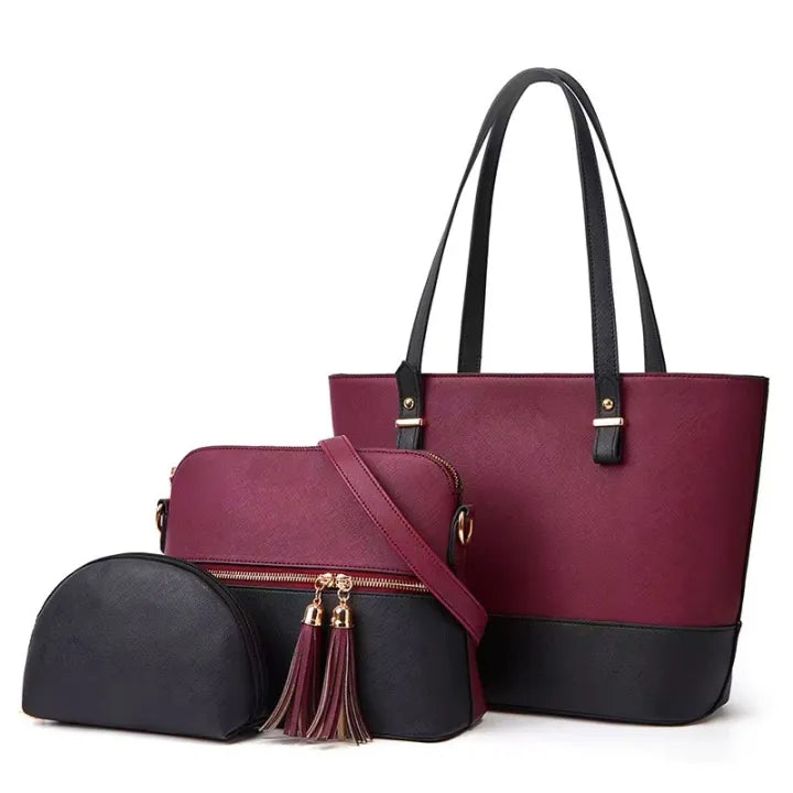 Premium 3-Piece Women’s Handbag Set – Tote, Crossbody Bag &amp; Pouch