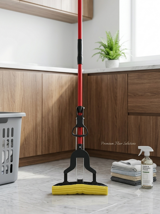 HEAVY DUTY SPONGE MOP SUPER ABSORBENT CLEANING FLOOR TELESCOPIC SPONGE HANDLE 3 Mop Heads