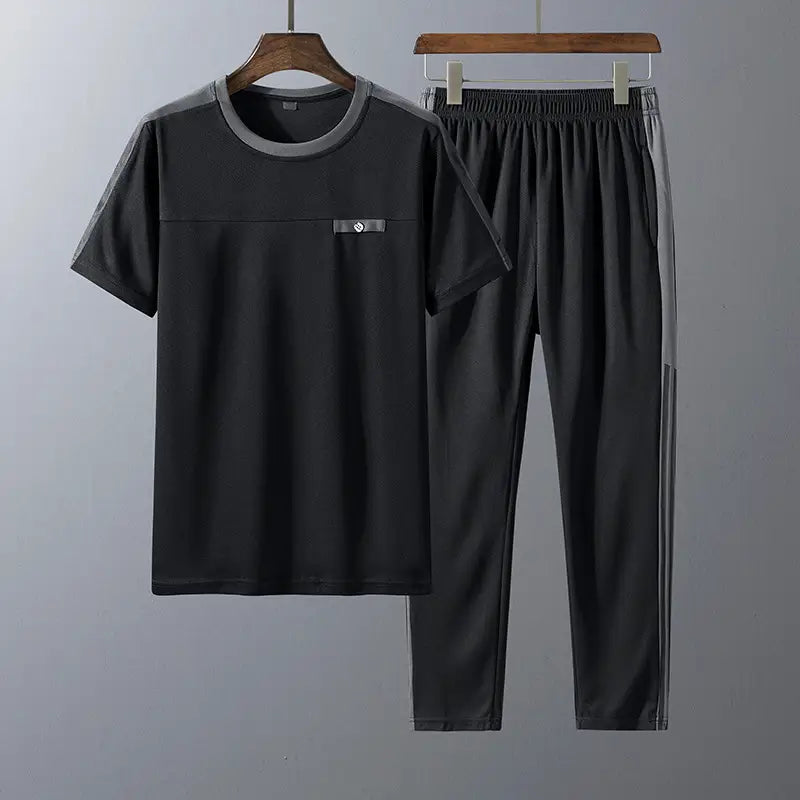 Men Grey Printed Track Suit Summer Casual Pants Set