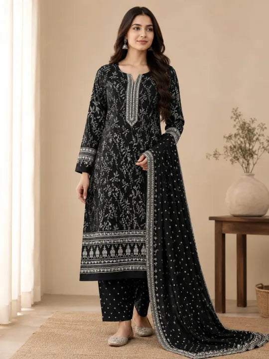 3 Piece Unstitched Lawn Suit for Women – Summer Collection 2026 Printed Lawn Dress with Dupatta & Trouser Ladies Casual Wear