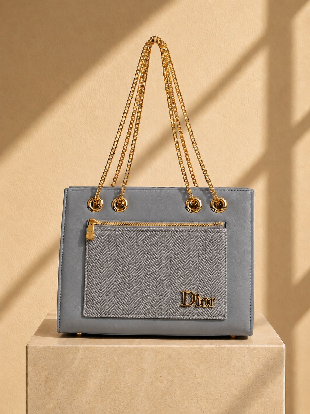 Leather Women's Shoulder Bag with Dior Logo