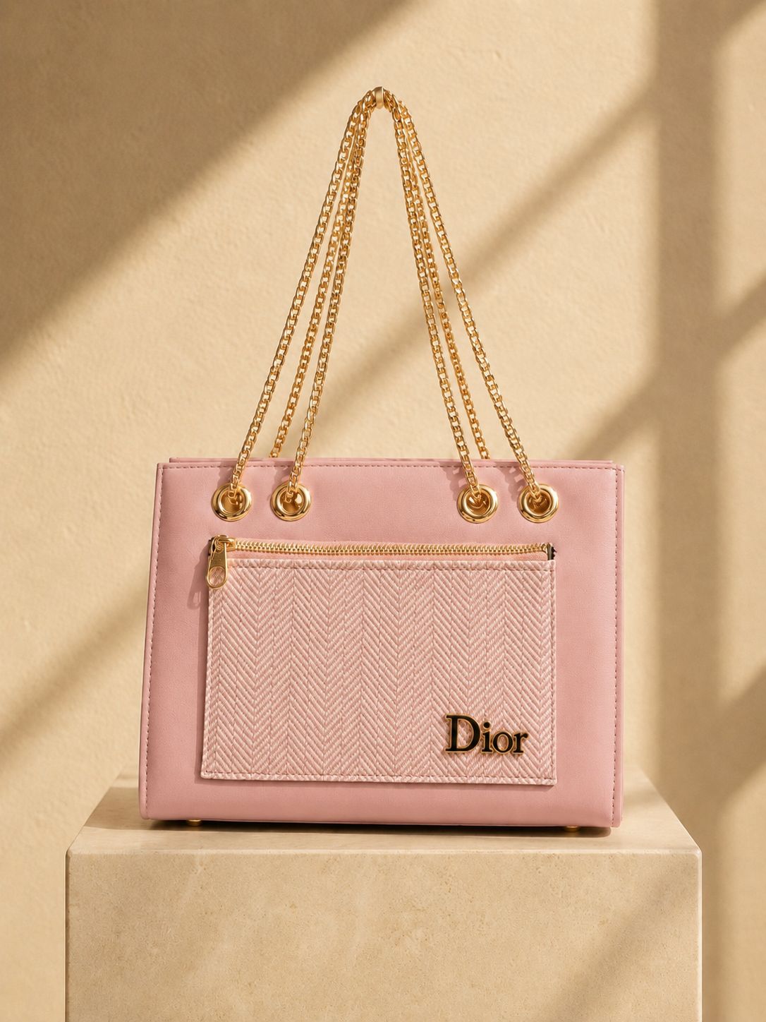 Leather Women's Shoulder Bag with Dior Logo