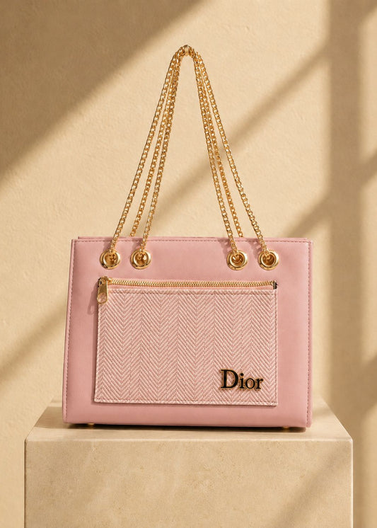Leather Women's Shoulder Bag with Dior Logo