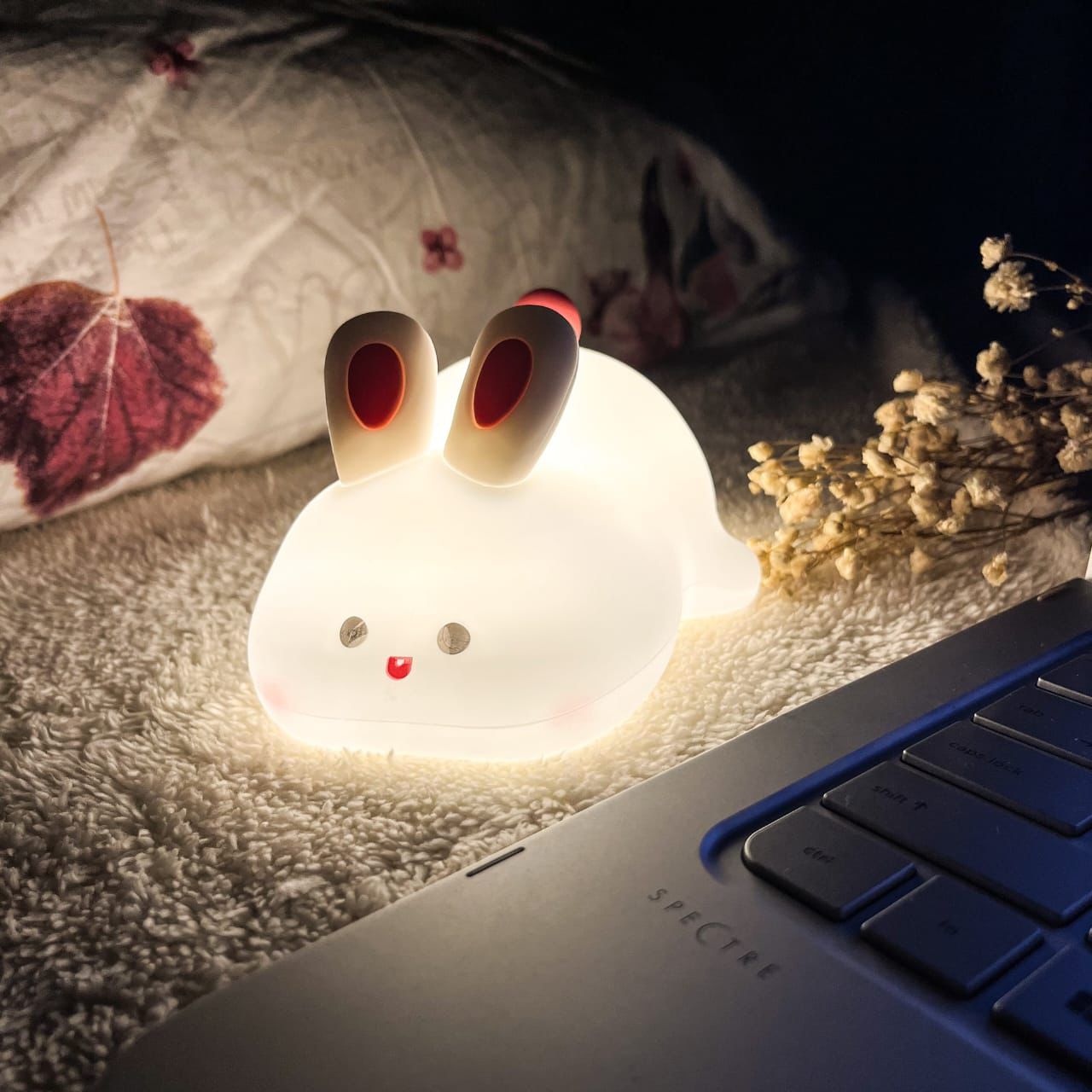 Rechargeable Silicone Bunny Night Light Off White