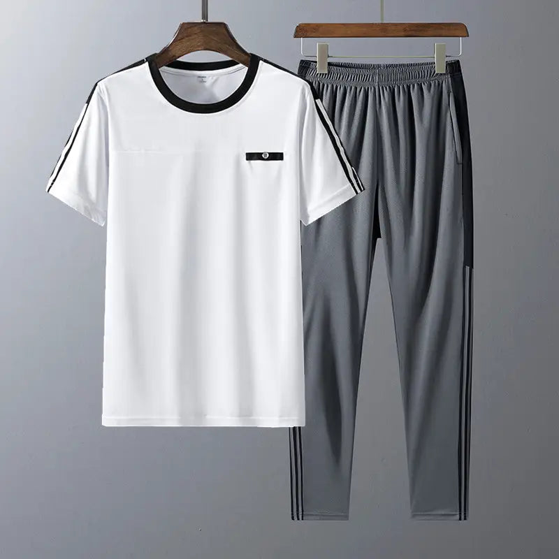 Men Grey Printed Track Suit Summer Casual Pants Set